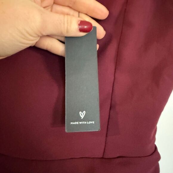 Lulus NWT glamorous disposition burgundy ruched maxi dress small - Picture 4 of 15